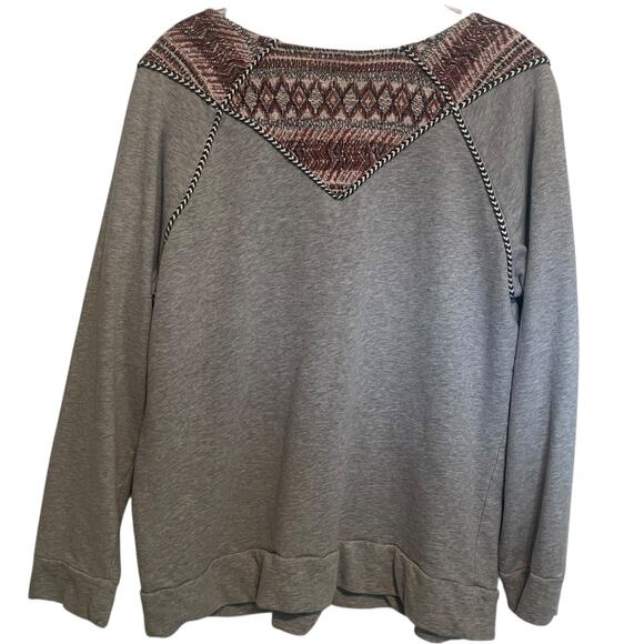 Style & Co Boho Sweatshirt Womens XL Western Boho Slouchy Cotton Lounge **FLAW - Picture 3 of 9